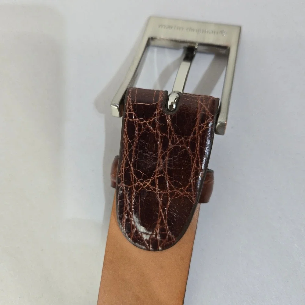 Martin Dingman Belt 40 Brown Caiman Crocodile Leather Handcrafted USA Dress 1467